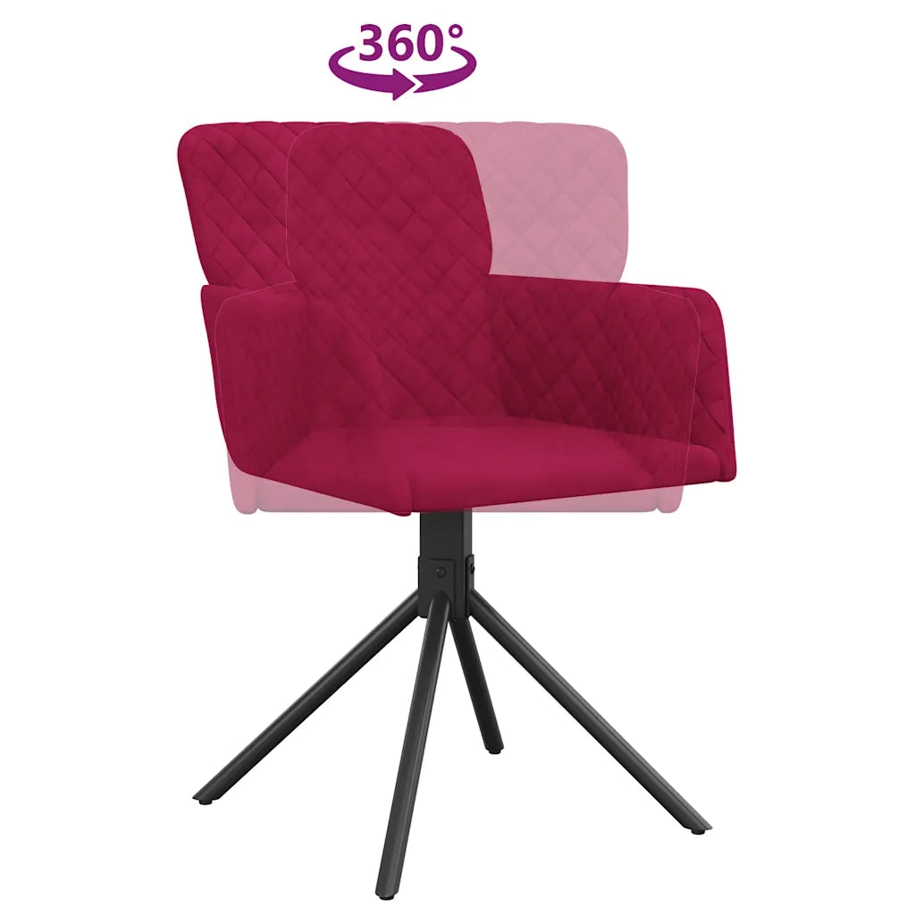 Sedie da Pranzo Girevoli 2 pz Rosso Vino in Velluto cod mxl 29343