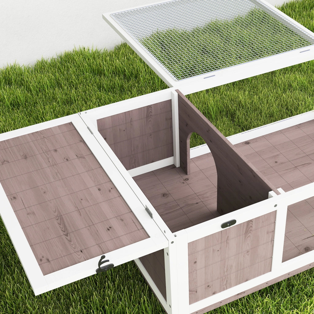 Casa per Tartarughe di Terra Terrario 91x60,5x32A cm con Pannello Apribile e 2 Spazi Separati in Legno di Abete Marrone
