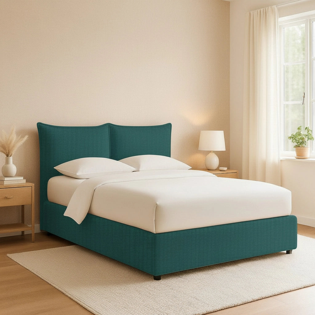 Penzance, Letto Piazza e Mezza Sfoderabile Made in Italy, Verde Petrolio
