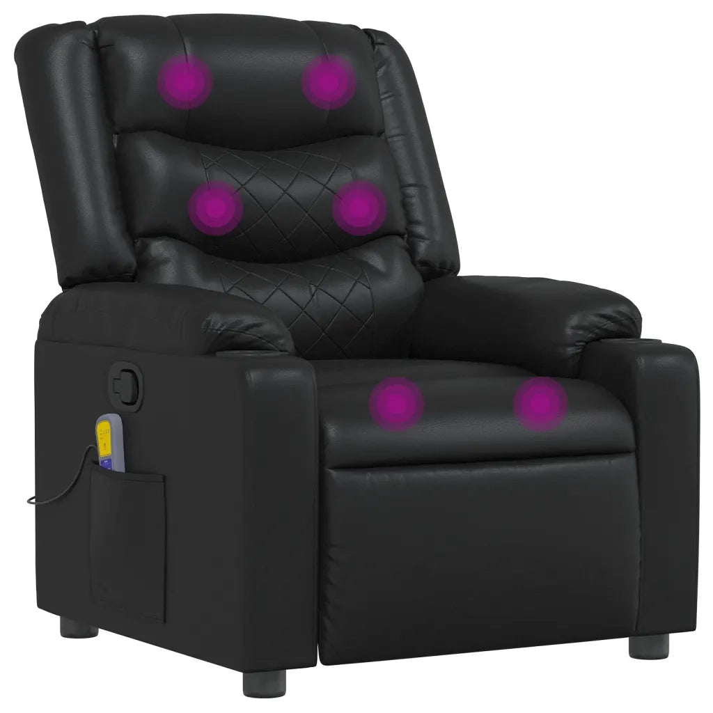 Poltrona Massaggiante | Sedia Relax Reclinabile Nera in Similpelle