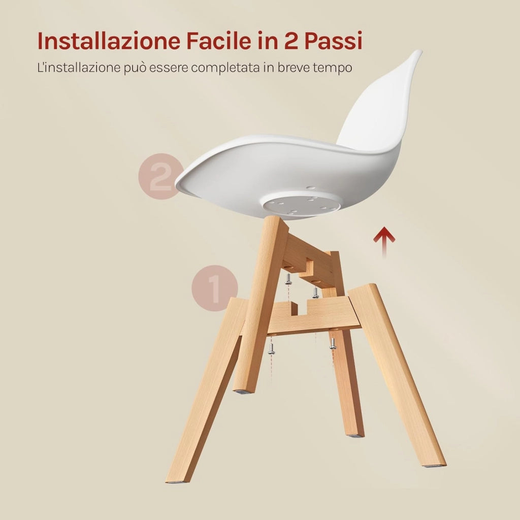 Sedia Bambini Sediolina da Tavolo Piccola Poltroncina Bimbi per Cameretta Plastica e PU Bianco
