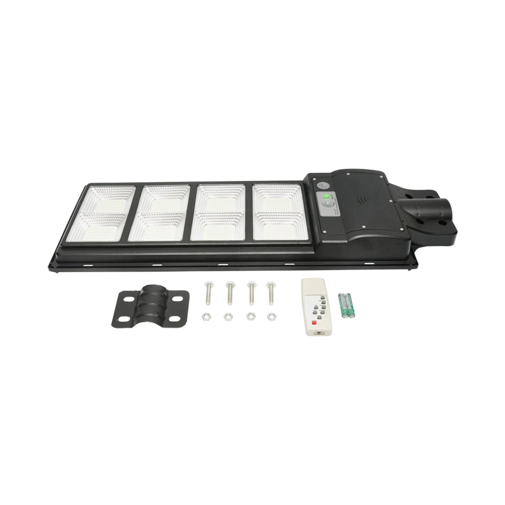 Lampada solare illuminazione stradale LED 200W, 6500K, IP65 luce fredda, sensore di movimento montaggio su palo