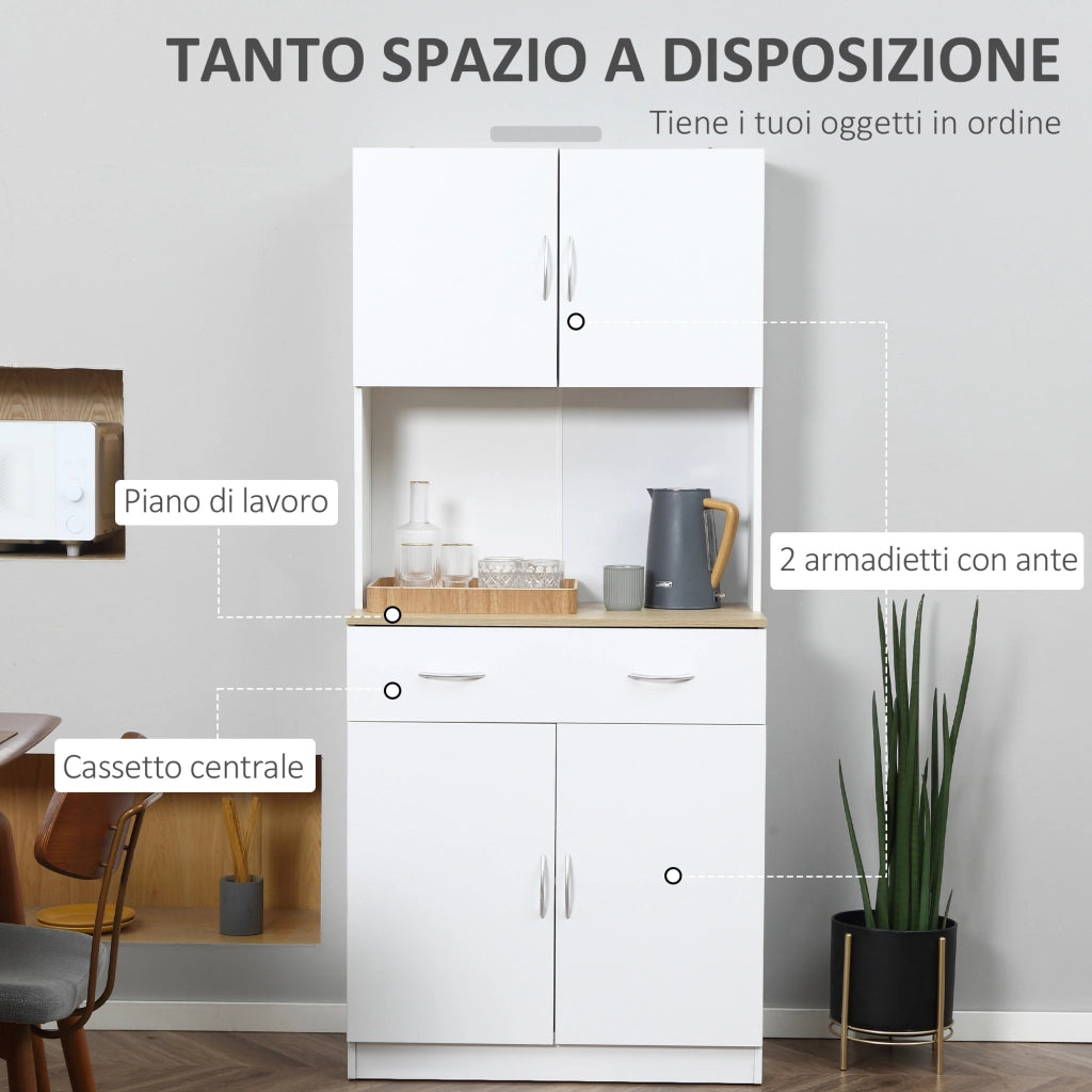 Credenza con Ante e Cassetto ¨C zephmum ¨C Bianco Legno 80x40x180