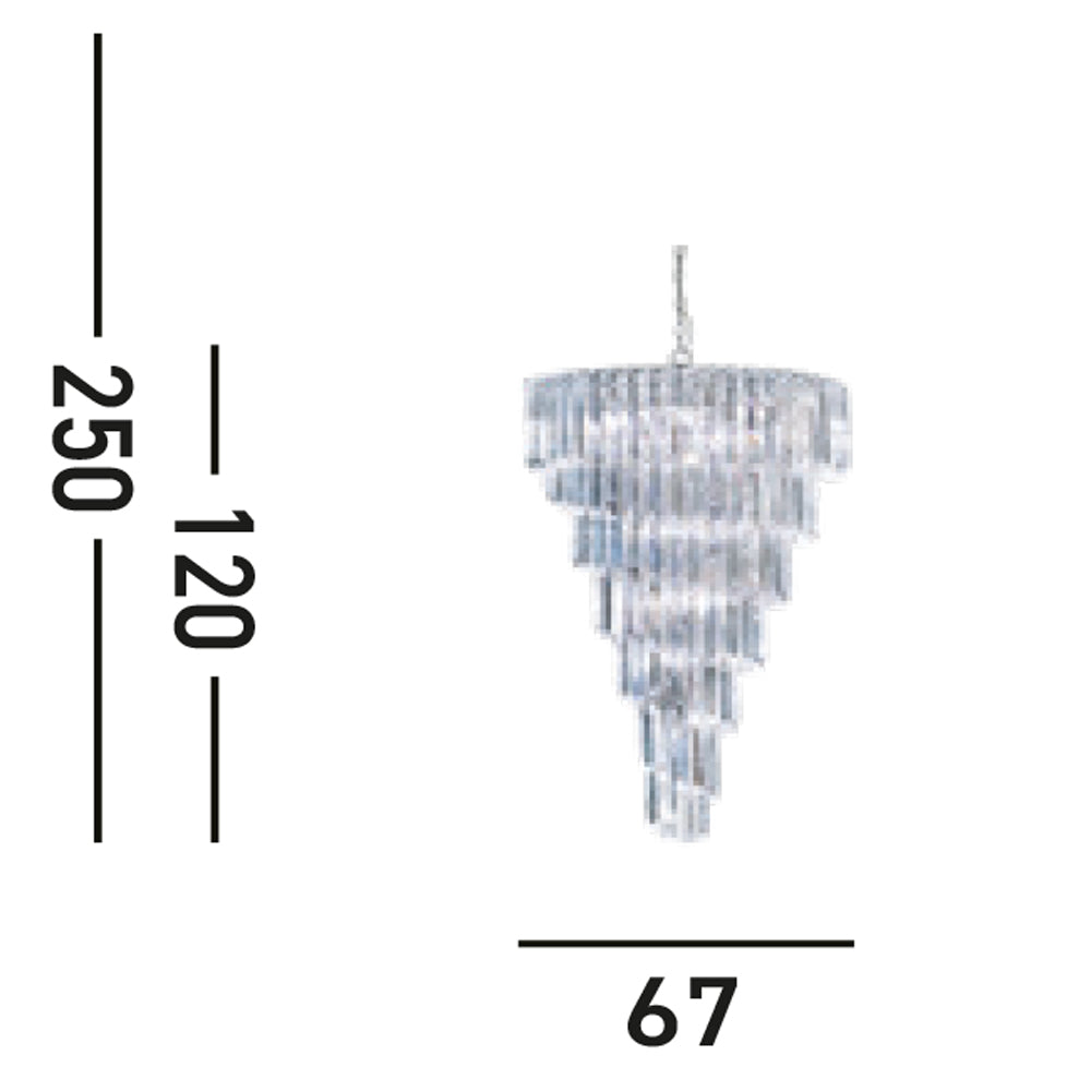 Lampadario Contemporaneo Sigma Acciaio Cromo Policarbonato 9 Luci E14