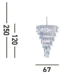 Lampadario Contemporaneo Sigma Acciaio Cromo Policarbonato 9 Luci E14