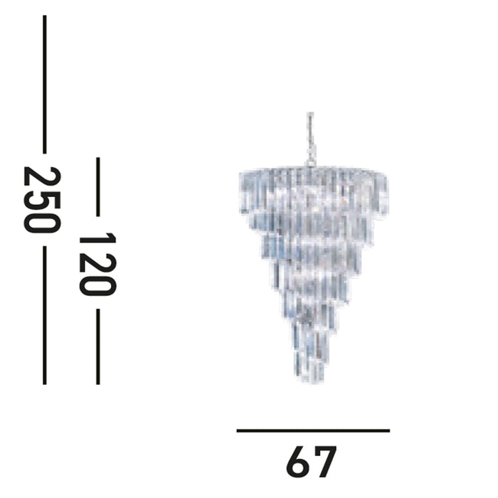Lampadario Contemporaneo Sigma Acciaio Cromo Policarbonato 9 Luci E14