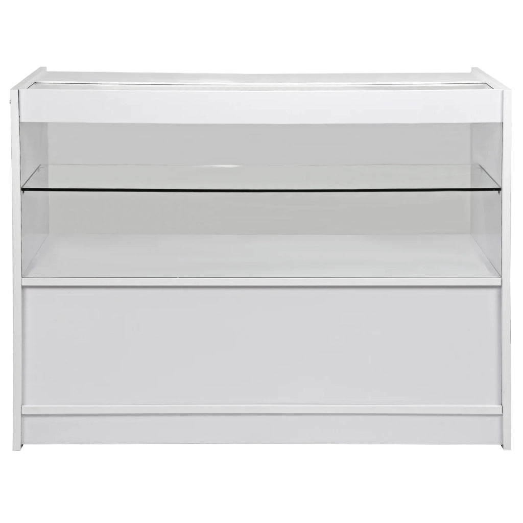 Bancone C1200 Bianco da Negozio e Reception Elegante Solido Robusto con Ripiani