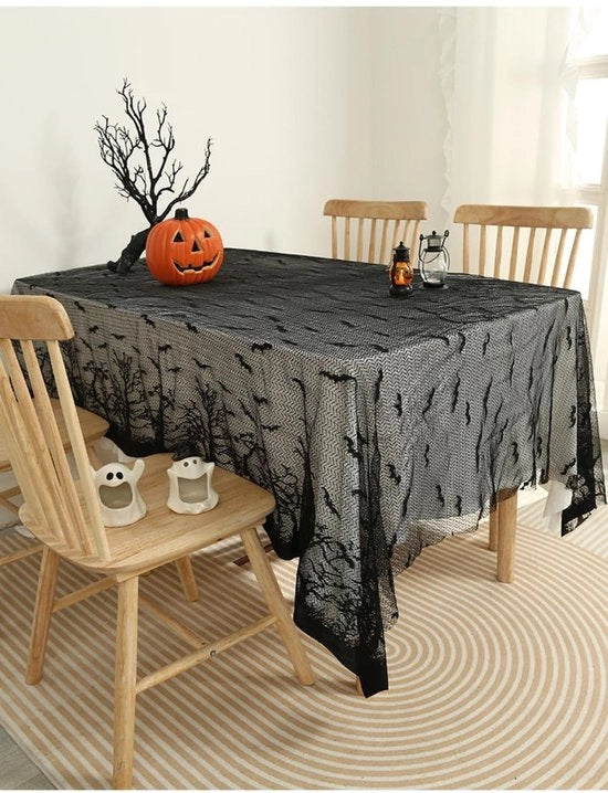 Tavolo Coperto Halloween - Tavolo Coperto con Bordini - Tavolo Coperto Quadrato - Asciugabile Tavolo Coperto - Decorazione da Festa - 140 x 350 cm - Tavolo Coperto da Festa