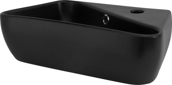 Wastafello quadrato con scarico 45x27x13 cm ceramica nera