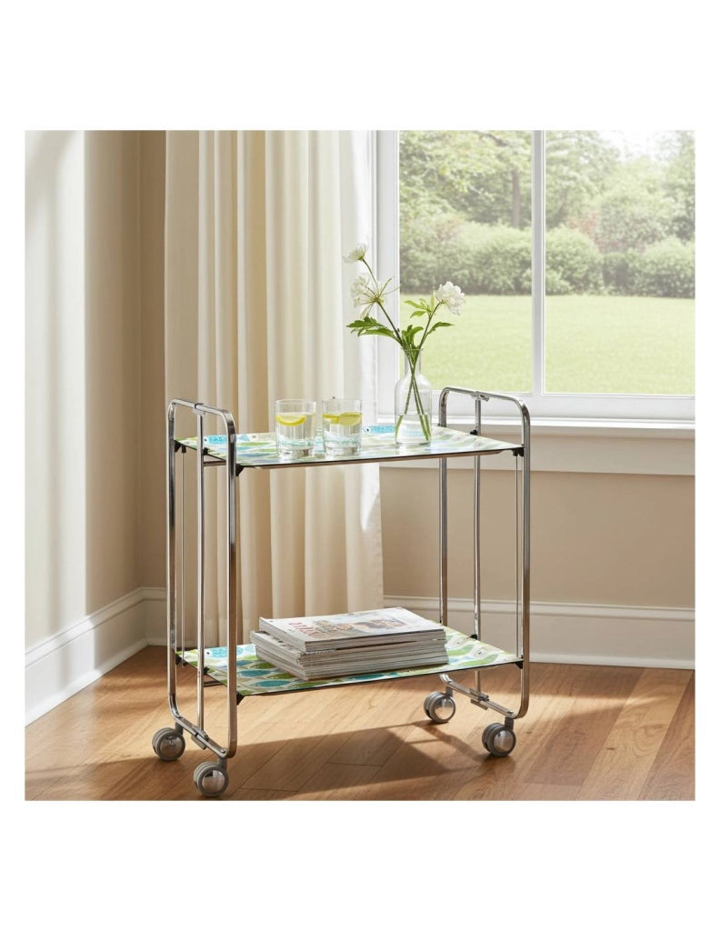 Carrello da cucina pieghevole cromato con ruote BAUHAUS 2 ripiani