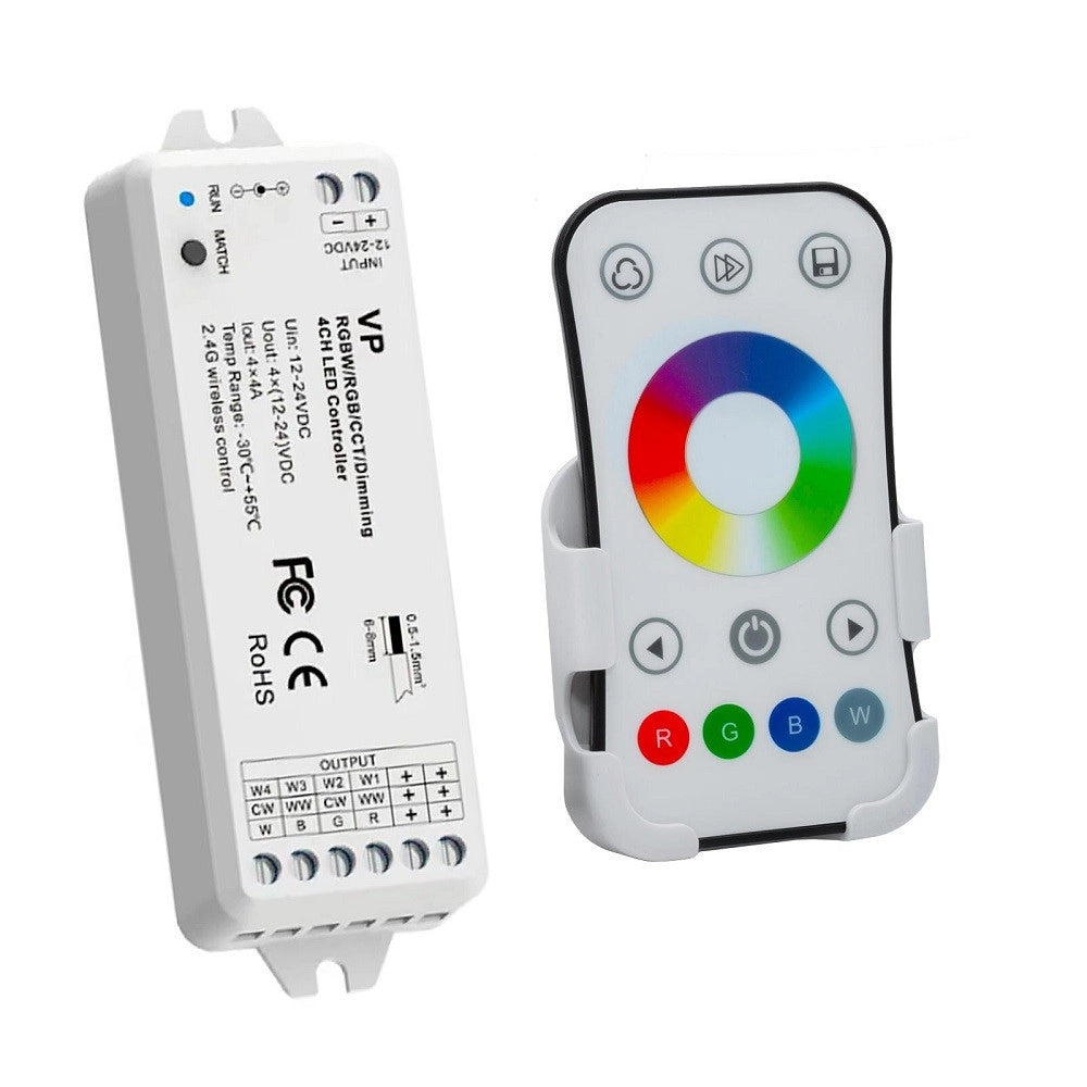 Trade Shop - Centralina Vp Controller Rf 15a 4ch Dimmer 288w Strisce Luci Led Telecomando Rgbw -