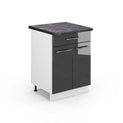 Mobiletto base per cucina Fame-Line Antracite lucido/Bianco 60 cm con cassetto, PL Antracite Vicco