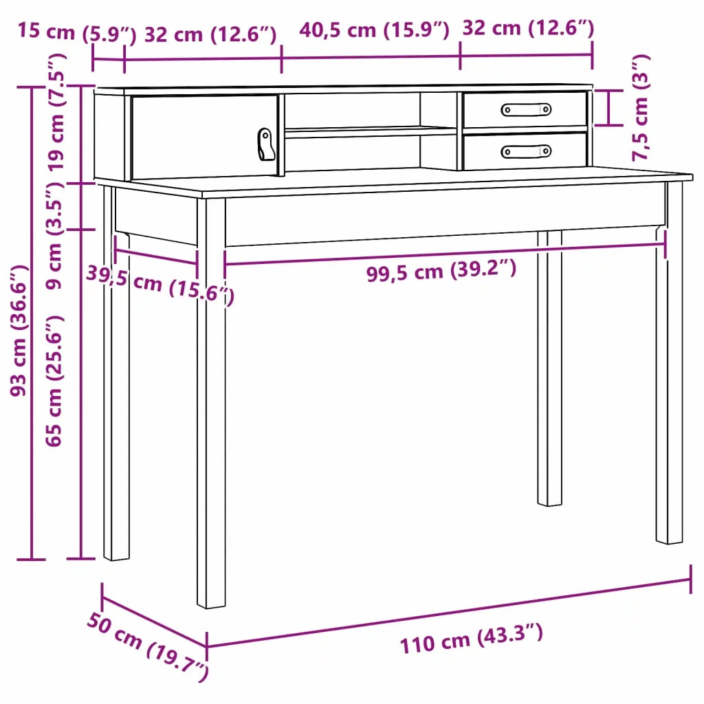 Scrivania con cassetto Marrone cerato 110 x 50 x 93 cm 870012
