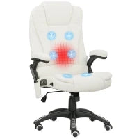 Sedia da Ufficio Ergonomica con Funzione Massaggio, 68 x 72 x 110–120 cm, Crema