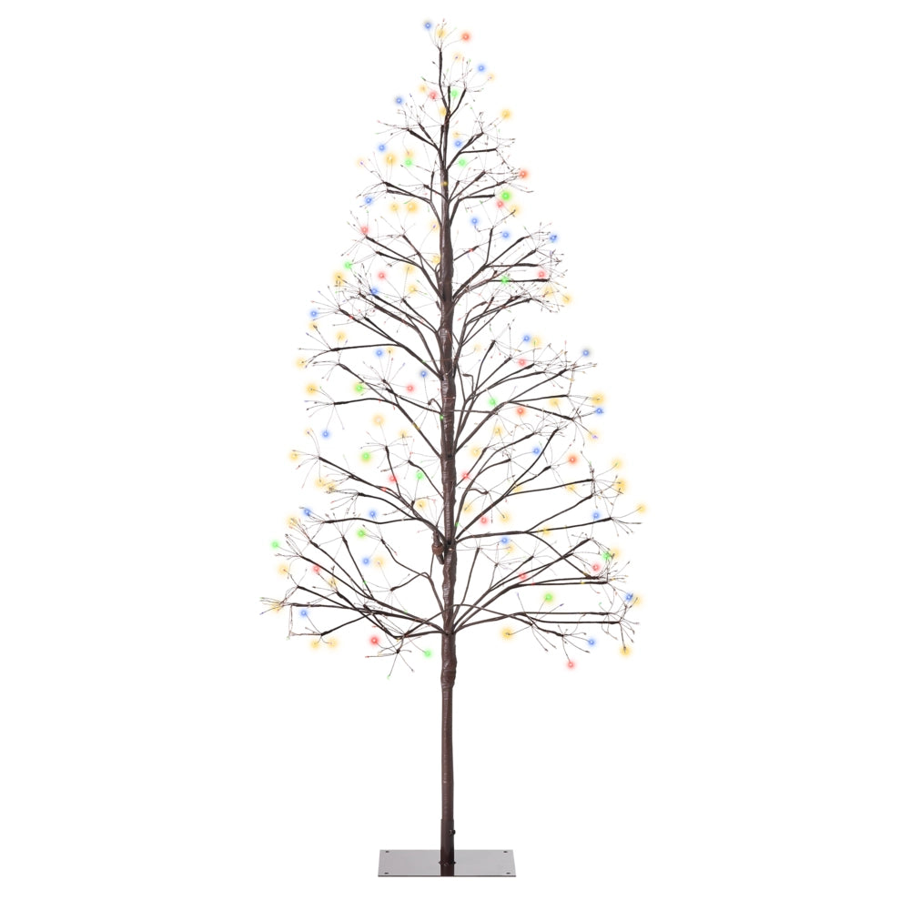 Albero di Natale Artificiale Marrone PE 150 cm Luci LED 9 tipi Christmas Vibe Moderno Outdoor & Indoor