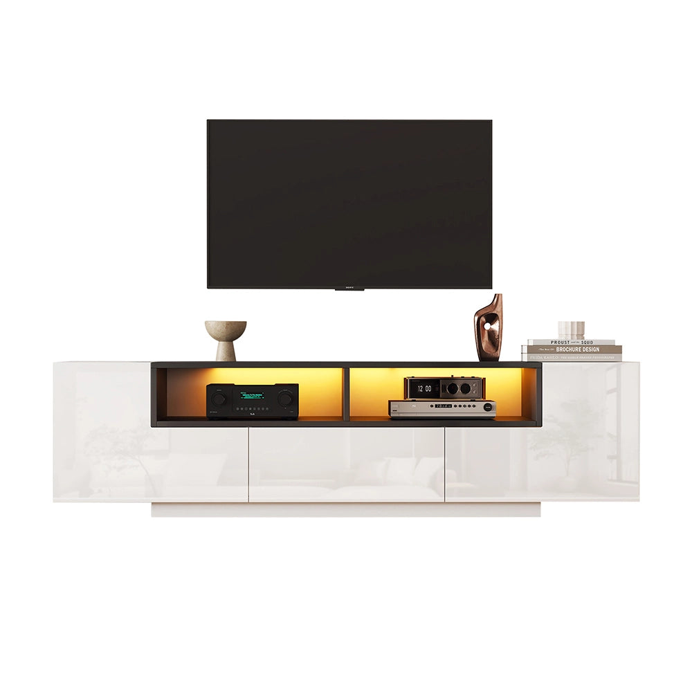 Mobile TV a L - Xylo - 180x40x48 cm LED bianco/nero