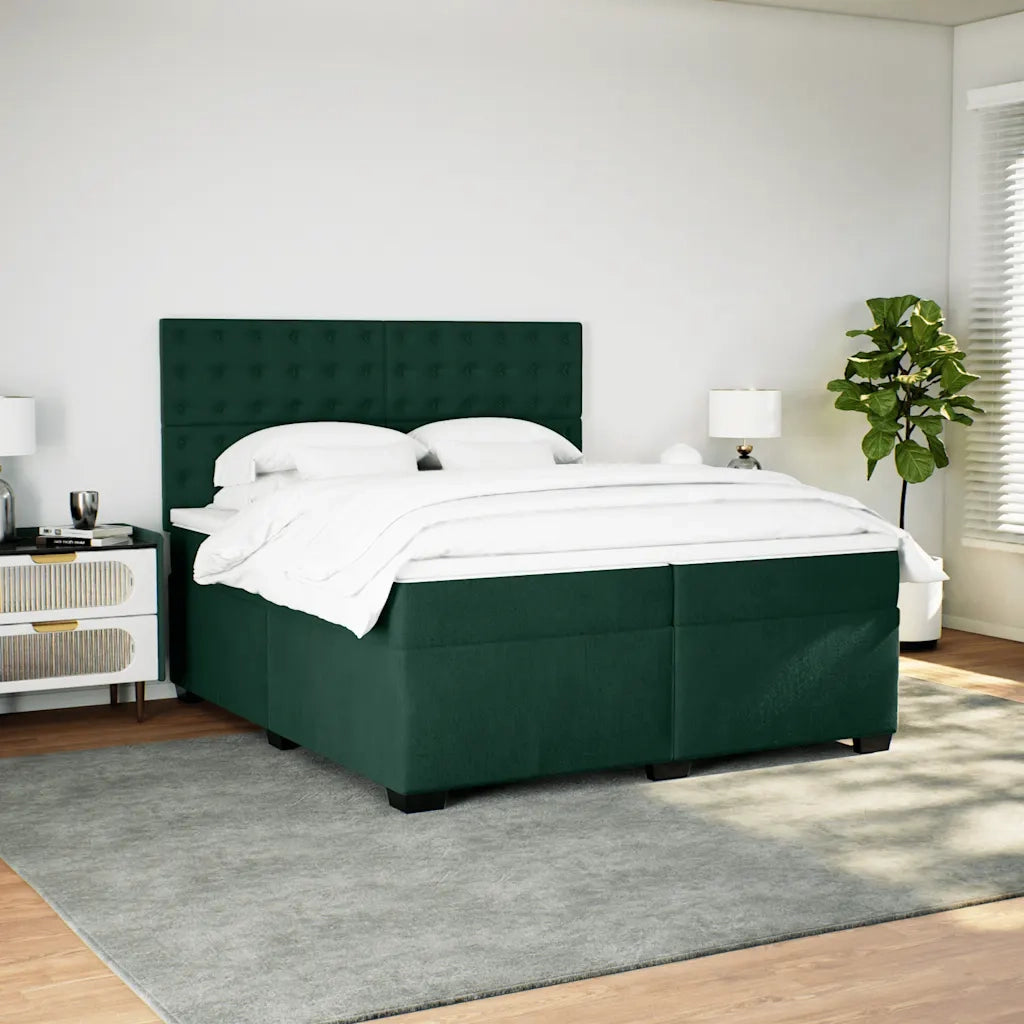 Giroletto a Molle con Materasso Verde Scuro 200x200 cm Velluto 3291017