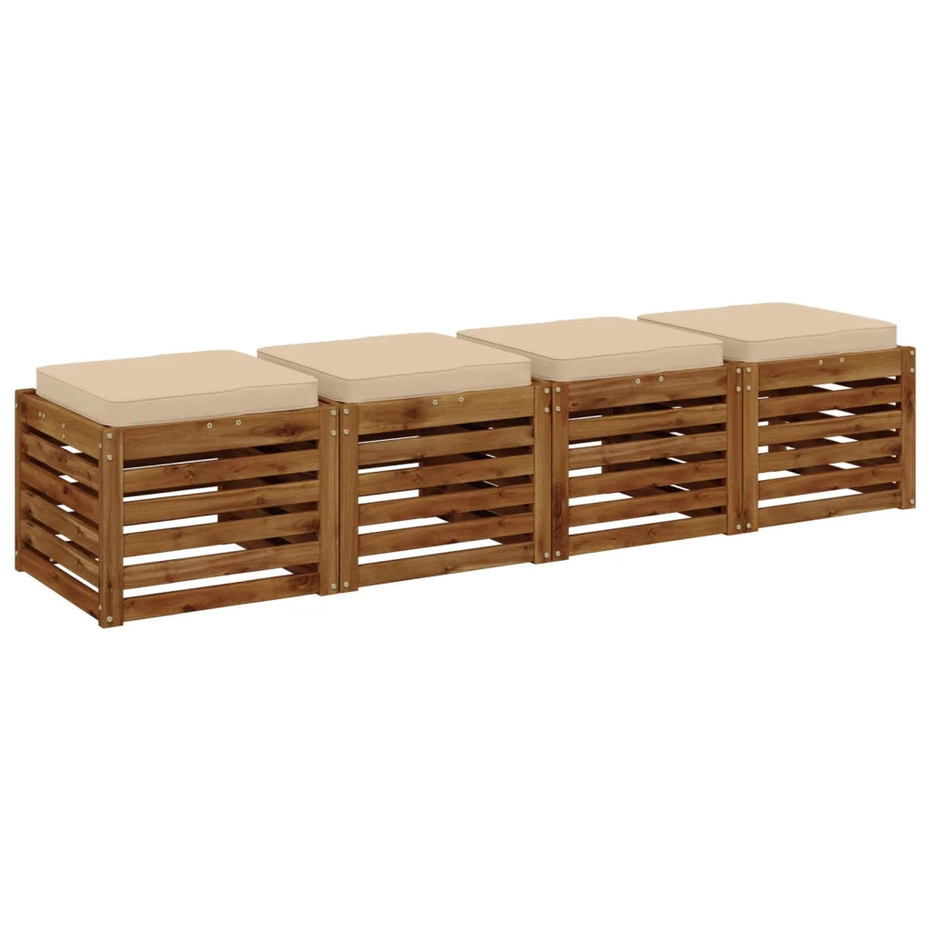 Cuscini per Sedia in 4 Pezzi VUGHT 4 pcs 100% Poliestere Crema 946278