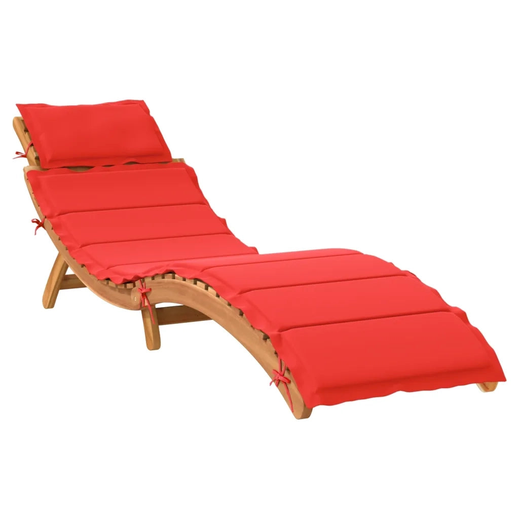 Lettino prendisole Legno di Acacia Massello Rosso 367637