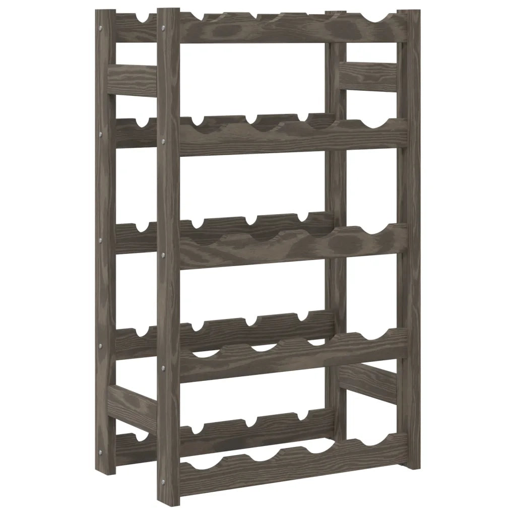 Portabottiglie per 20 Bottiglie Grigio Legno Massello di Pino 373379