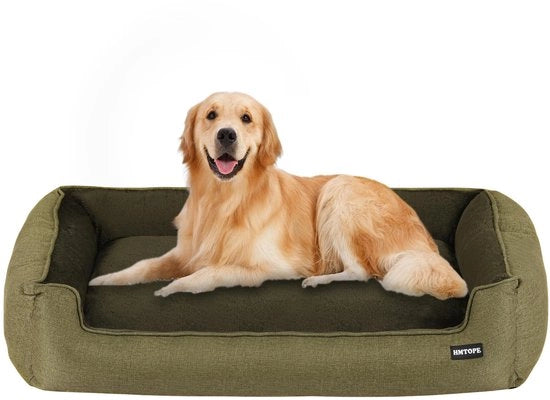 Casa per Cani, Banca per Cani, Cuscino per Cani, Sedile per Cani Rimosibile e Lavabile, Verde Oliva, 110 x 86 x 26 cm