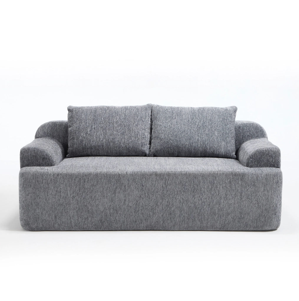 Divano convertibile in tessuto con cuscini, grigio, 68 x 45,5 x 68 cm