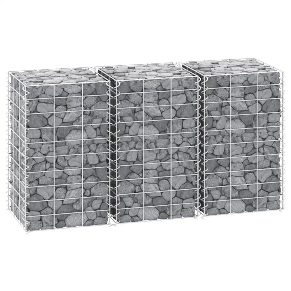 Fioriere Rialzate a Gabbione 3 pz 30x30x50 cm in Ferro 151248