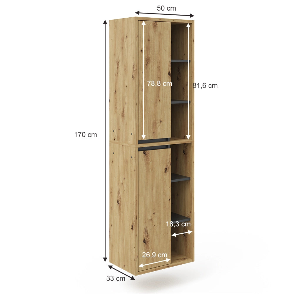 Vicco Mobile da bagno Rovere artigianale 50 x 170 cm