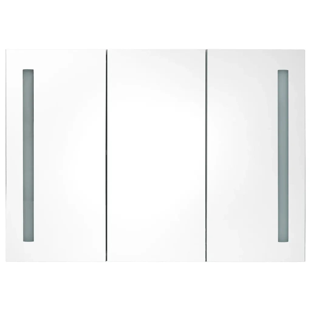 Armadietto Bagno con Specchio e LED-Mobile bagno con specchio Grigio Cemento 89x14x62 cm