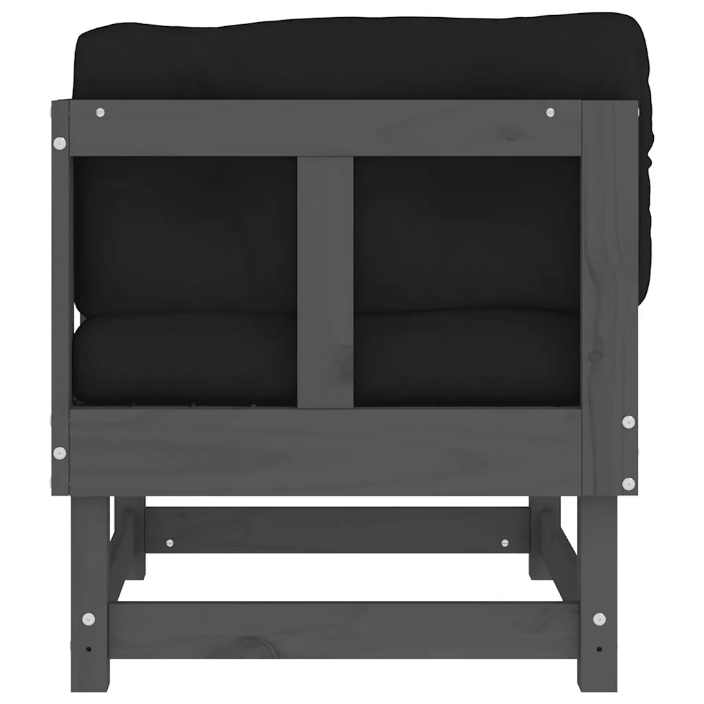 Divano componibile-Divani Angolari con Cuscini 2 pz Legno Massello di Pino Grigio 366712