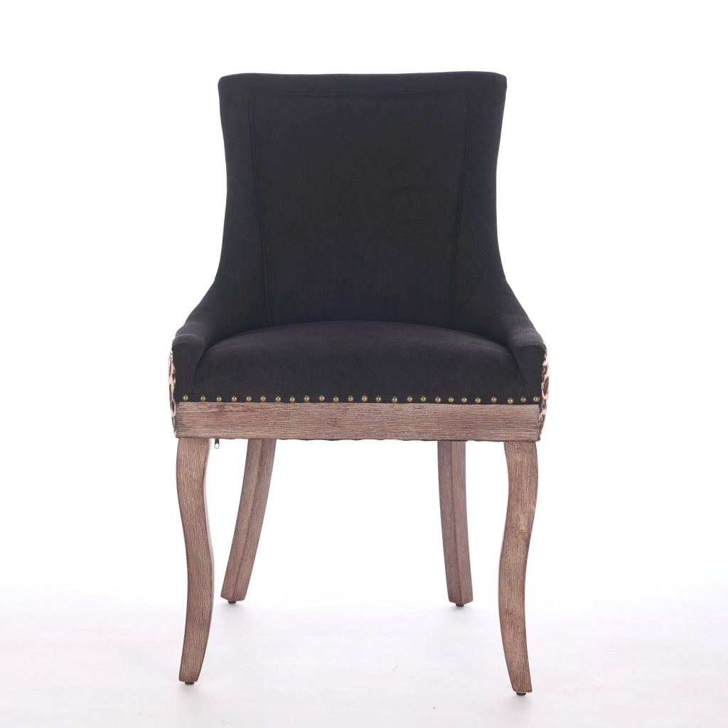 Set 2 Sedie da Pranzo Imbottite in Tessuto con Gambe in Legno Naturale ¨C MINIMAL ¨C Leopardato, Borchie Bronzo