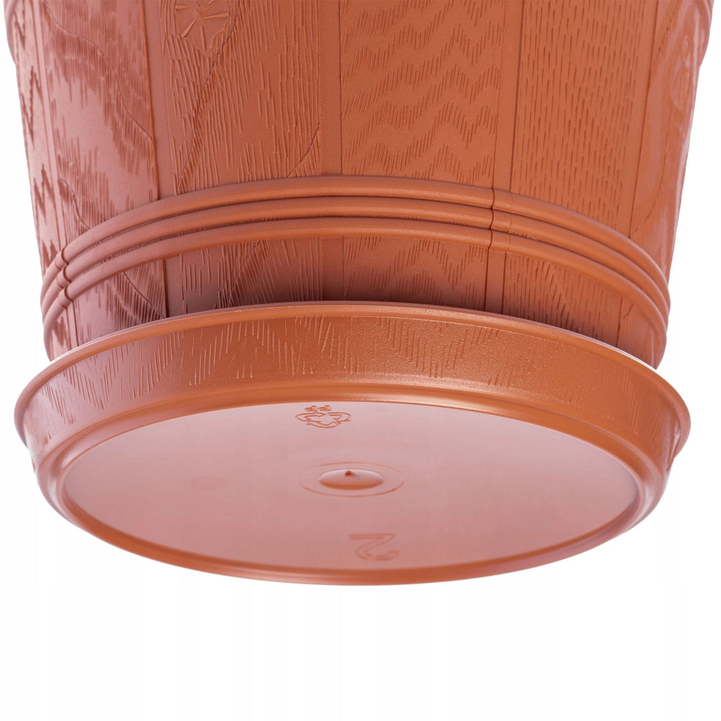 Vaso da fiori KADAX da 42 cm con coperchio effetto legno e supporto in plastica.