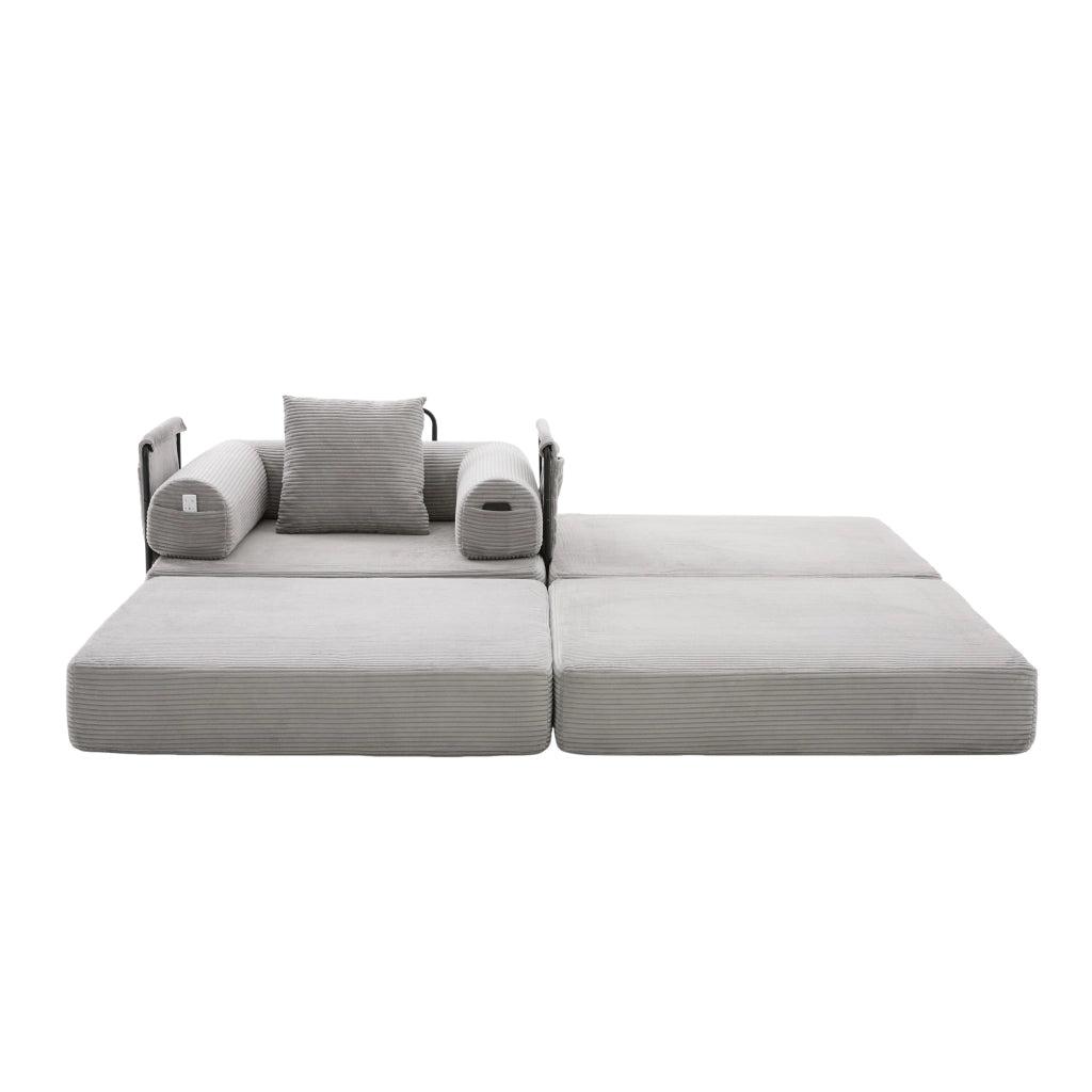 Poltrona Relax con Poggiapiedi e Cuscino ¨C MINIMAL ¨C Tessuto a Coste, Struttura in Metallo