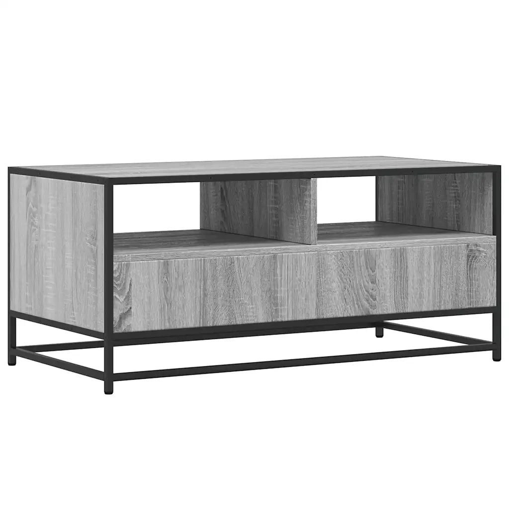 Tavolino Grigio Sonoma 100x50x45 cm Legno Multistrato e Metallo