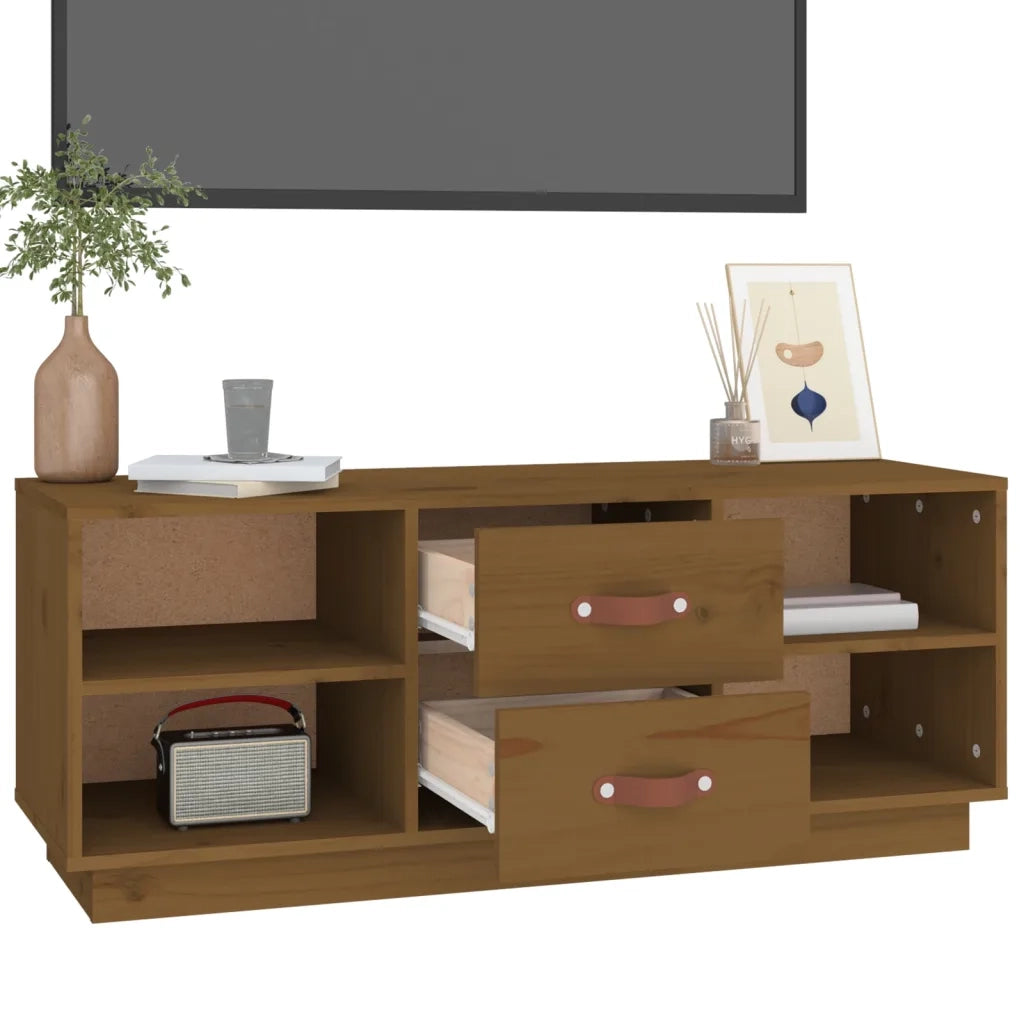 Mobile Porta TV-Mobile per TV-Credenza TV Ambra 100x34x40 cm in Legno Massello di Pino