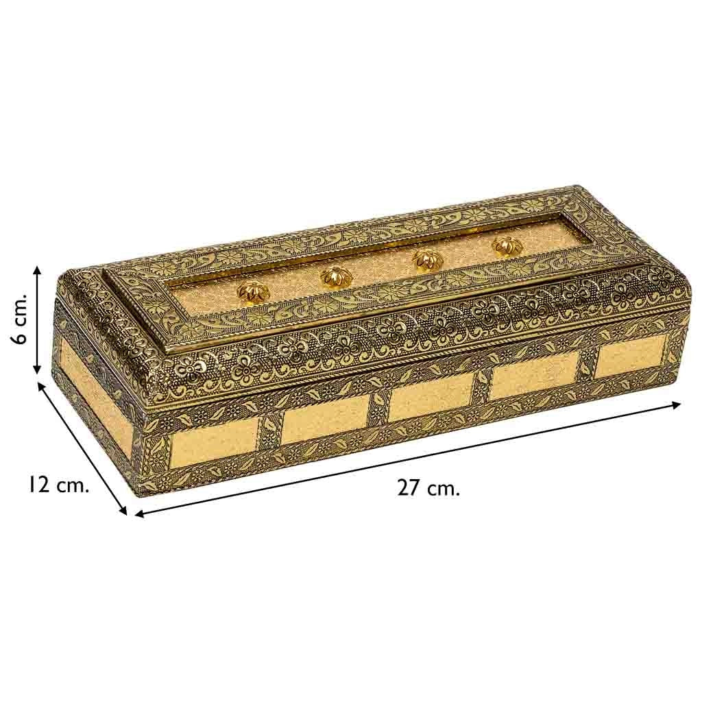 Portagioie in metallo dorato sbalzato 27x12x6h