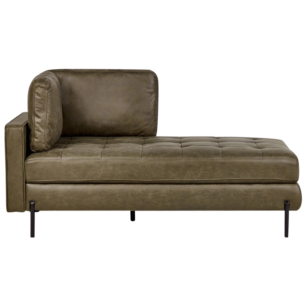 Chaise longue in ecopelle con inserti verde lato sinistro stile moderno tradizionale