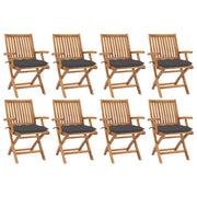 Sedie da Giardino Pieghevoli con Cuscini 8 pz Massello di Teak cod mxl 75200