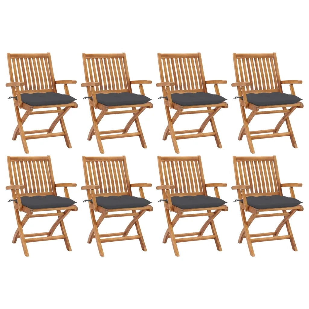 Sedie da Giardino Pieghevoli con Cuscini 8 pz Massello di Teak cod mxl 75200