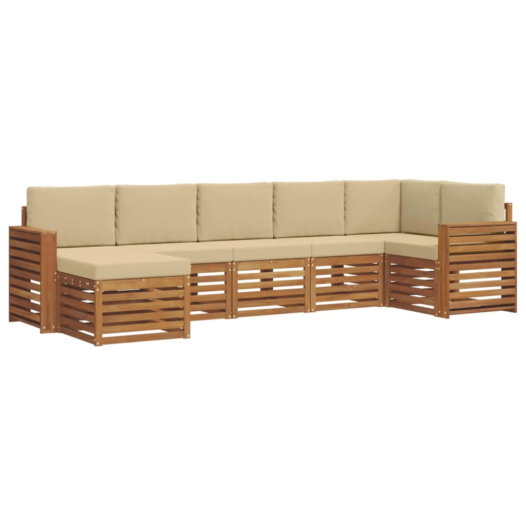 Set divano sezionale con cuscino 7 pcs Naturale e Beige