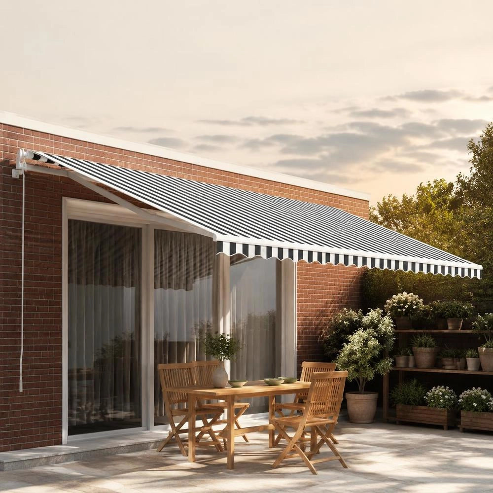 Awning Fabric Anthracite And White 5x3.5 M