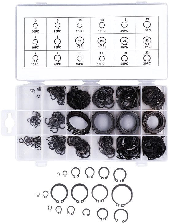 Kit di borchie esterne 300 pezzi - Assortimento - Borchie in gomma e acciaio - Cassetto di stoccaggio trasparente - Vari dimensioni - Clip C