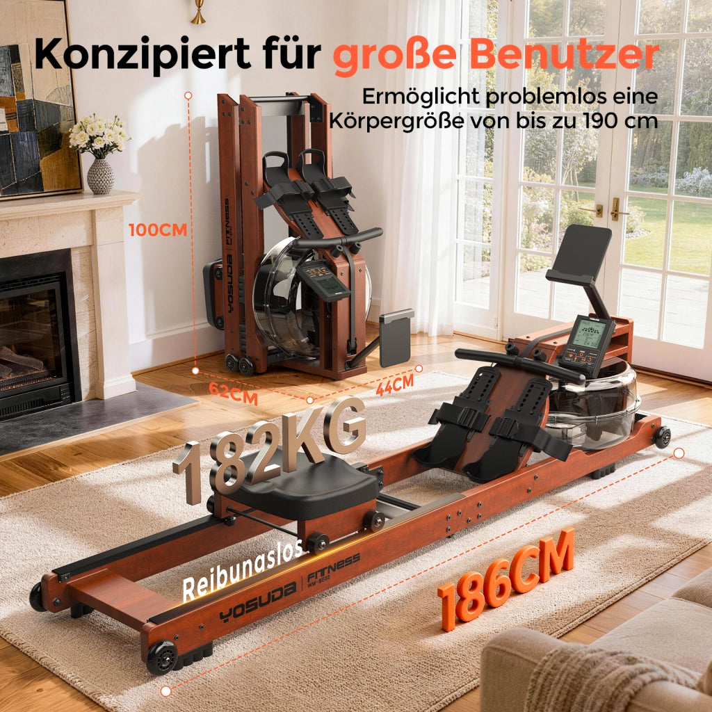 Vogatore in Legno con Display Bluetooth ¨C Minimal ¨C Legno Massello 190x60x50 cm