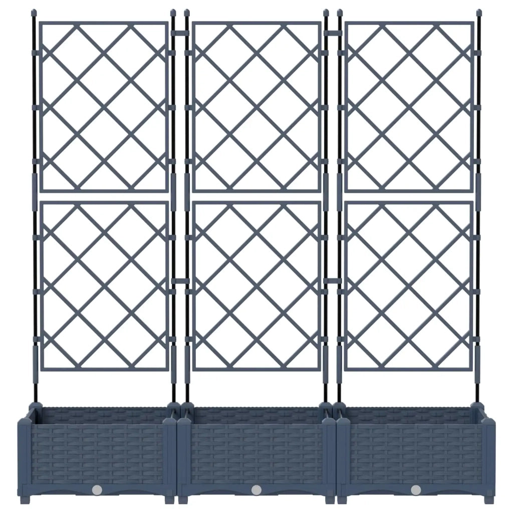 Fioriere | Cassetta per fiori | Vaso da giardino 3 pz Grigio 120 x 40 x 125,5 cm Plastica