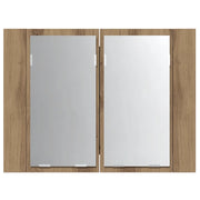 Mobiletto a specchio salvaspazio con illuminazione a LED 60 x 12 x 45 cm design moderno mobiletto da bagno in legno di rovere realizzato a mano 02_0050834