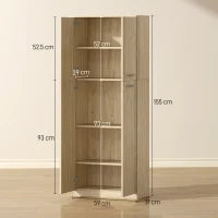Mobile Contenitore Minimal con 2 Armadietti e Mensole Regolabili, in Legno color Rovere, 59x31x155 cm