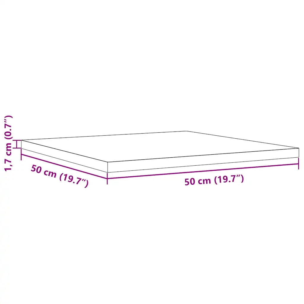 vidaXL Piano Tavolo 50x50x1,7 cm Quadrato in Legno Massello di Pino