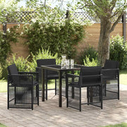 Set da Pranzo per Giardino 5 pcs Nero polyrattan 3380773