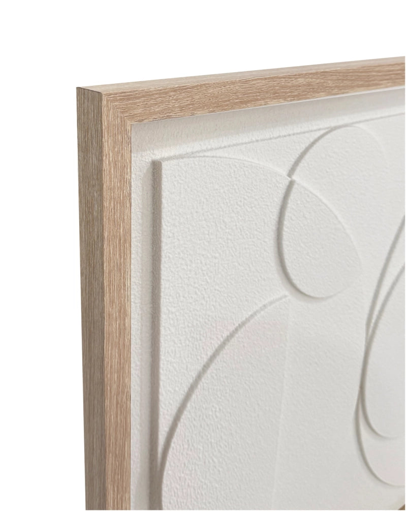 Tela incorniciata Hispanohogar in resina 3D materica geometrica bianca 60x60