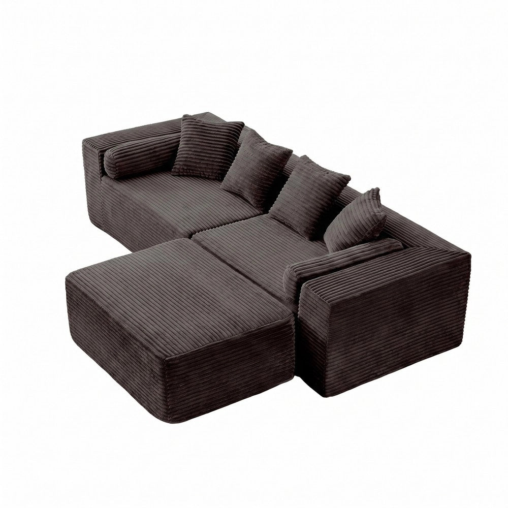 Divano angolare 3 posti ¨C Minimal ¨C Nero tessuto chenille